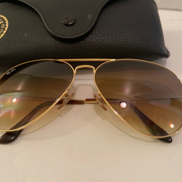 Ray Ban gold  large aviator lens sunglasses unisex - Picture 2 of 8